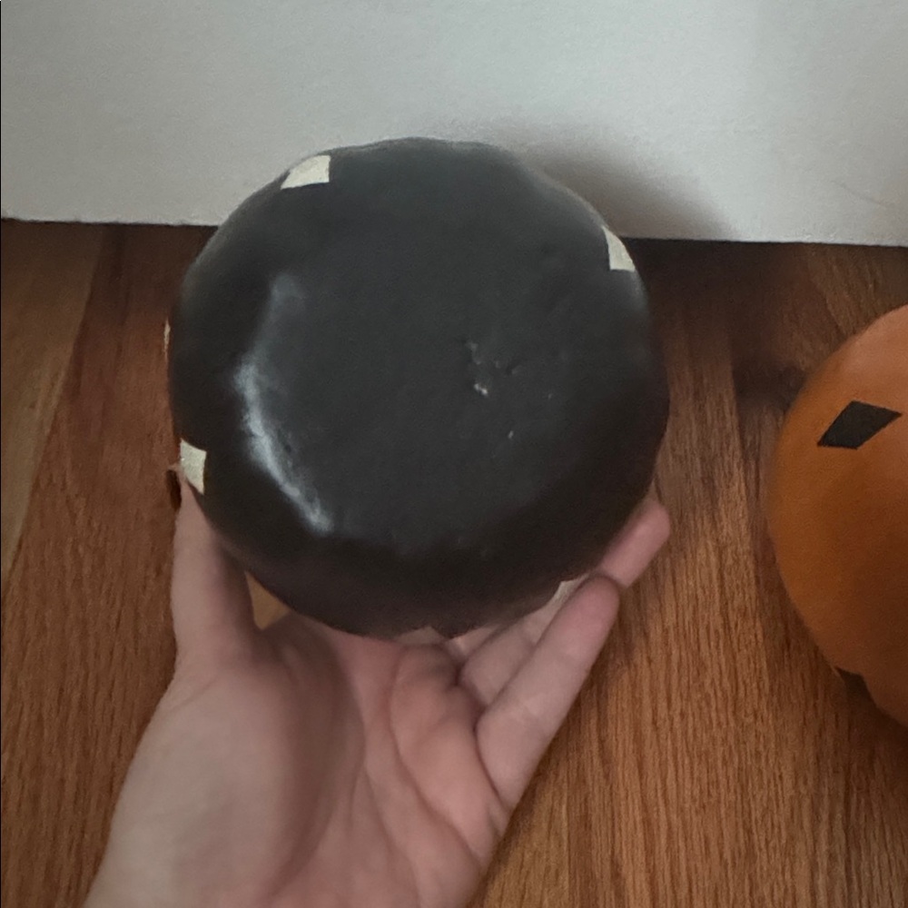 Decorative Black and Orange Diamond Pattern Pumpkins Set of 2 - Picture 4 of 5